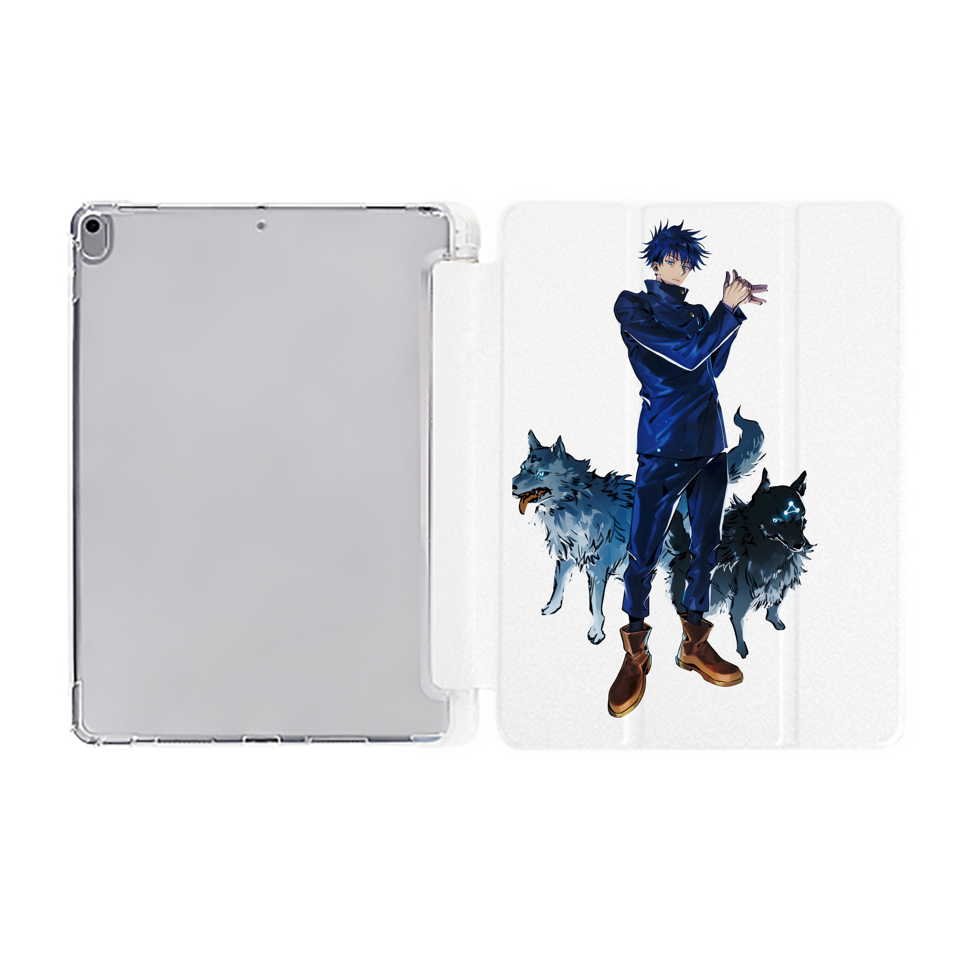 （画像用） 呪術廻戦 Jujutsu Kaisen IPad ケース ペン収納付き 三つ折りスタンド PUレザー×シリコン 対応機種9.5/10.5/10.9インチ